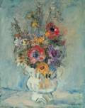 Fiori con vaso bianco, anni ’60, olio, Napoli, collezione privata